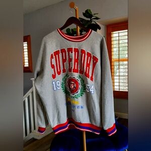 SUPERDRY Vee Varsity Oversized Crew Jumper Women's Size 10